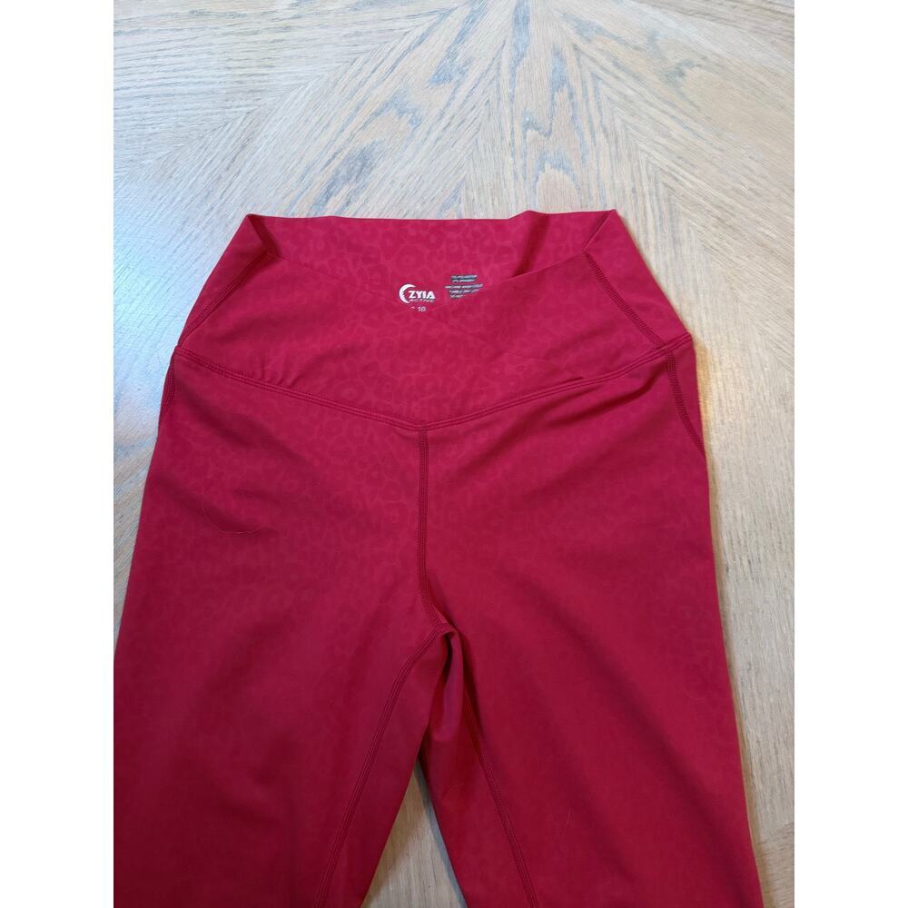 Zyia Light n Tight cross front red leopard booty lifting leggings size 8/10 - Picture 7 of 10